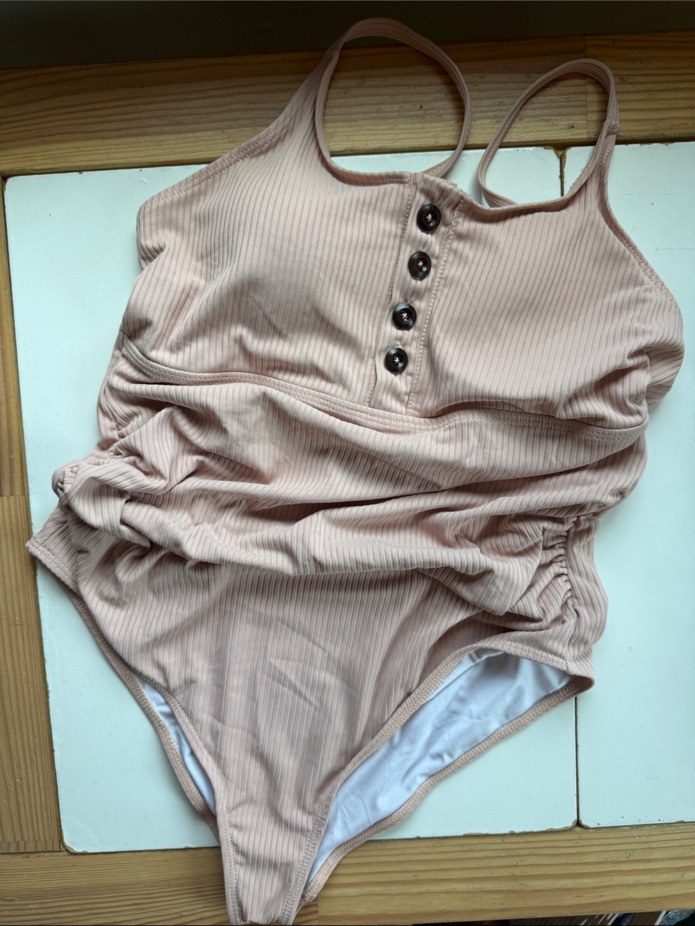 Summer Mae Ribbed One-Piece Swimsuit in Blush Pink (maternity)